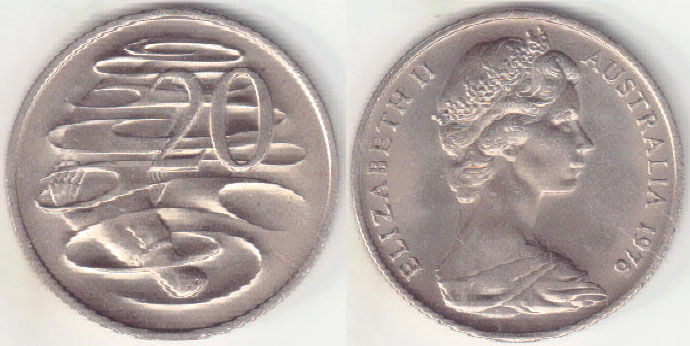 1976 Australia 20 Cents (Platypus) Unc A005819